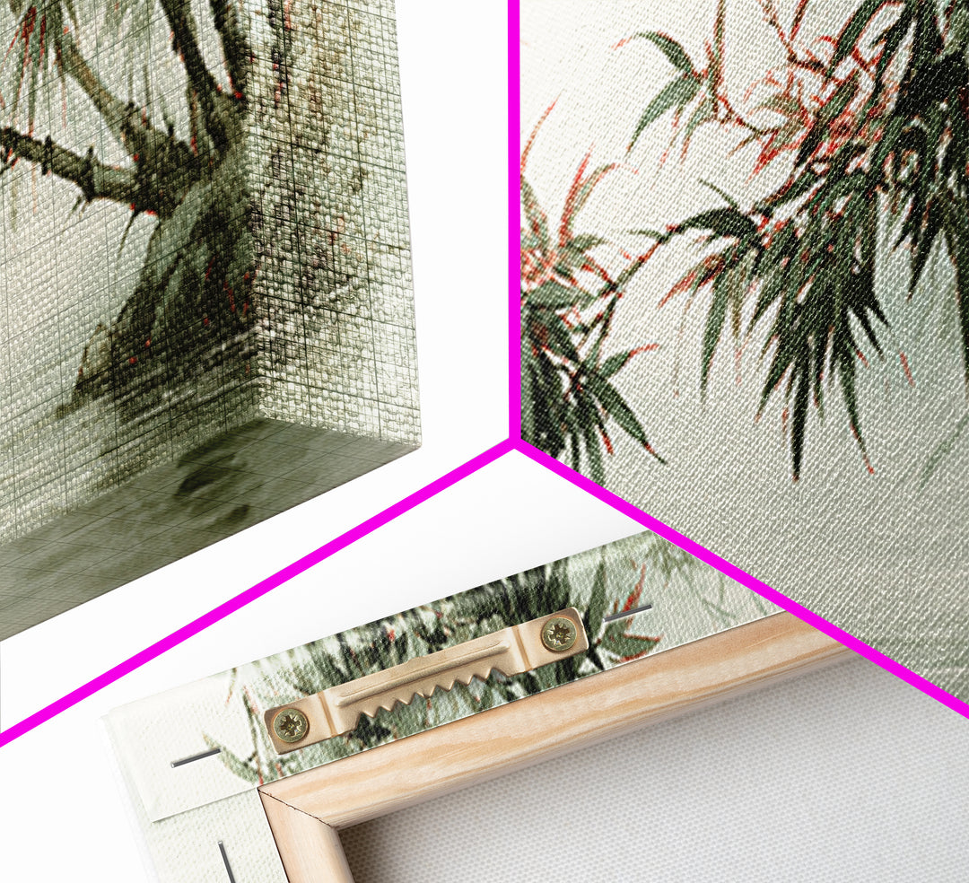 Bamboo Stalks in Sparse Ink Wash Framed Canvas Print, Zen Art, Contemporary Art, Living Room Decor, Fine Art, Zen, Wall Art, ZEN-3x1-90