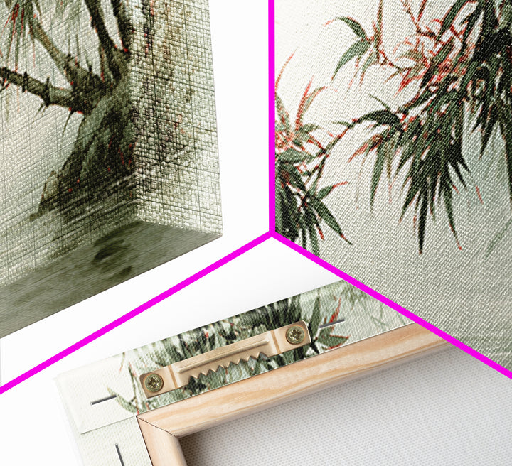 Bamboo Stalks in Sparse Ink Wash Framed Canvas Print, Zen Art, Contemporary Art, Living Room Decor, Fine Art, Zen, Wall Art, ZEN-3x1-90