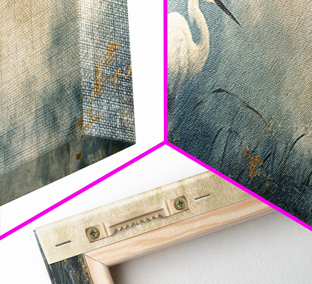 White Crane Standing Canvas Print, Zen Art, Japanese Art, Living Room Decor, Oil Painting, Zen, Contemporary Art, Gallery Decor, ZEN-3x1-95