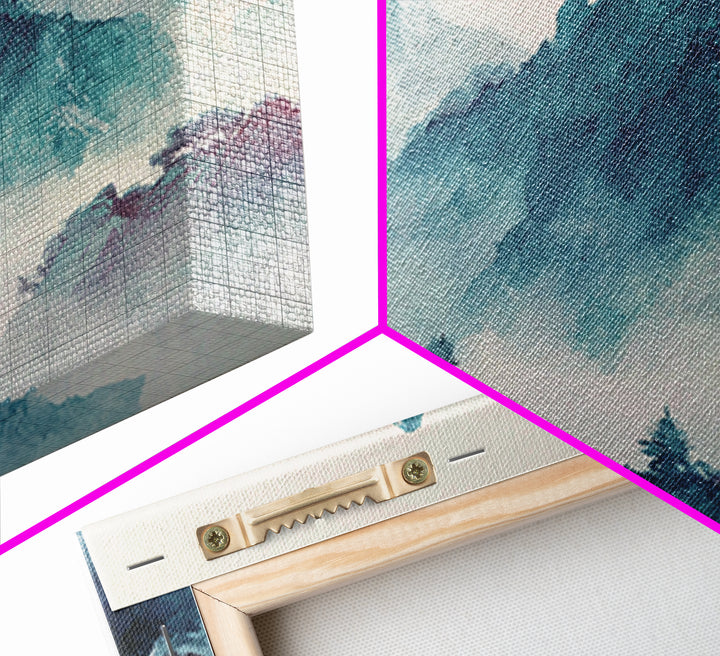 Minimal Mountain in Fog with Empty Space Canvas Print, Zen Art, Boho Decor, Living Room Decor, Fine Art, Zen, Original Painting, ZEN-3x2-57