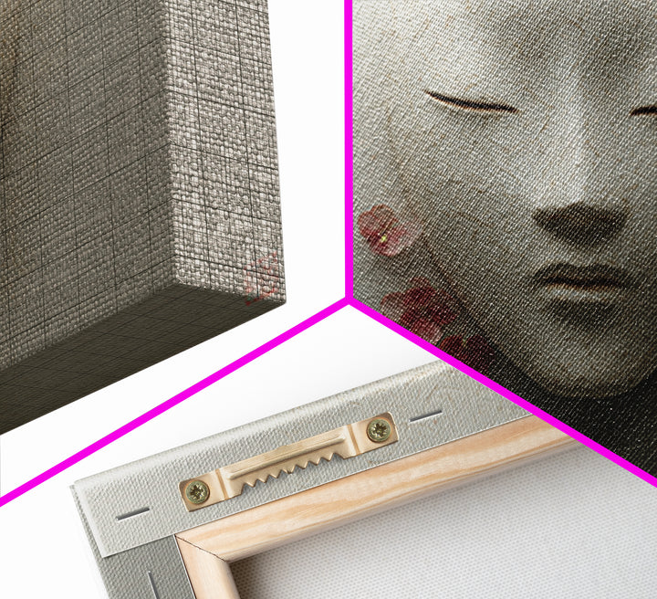 Calm Face with Closed Eyes and Simple Framed Canvas Print, Zen Art, Artist, Living Room Decor, Fine Art, Zen, Textured Painting, ZEN-3x2-74