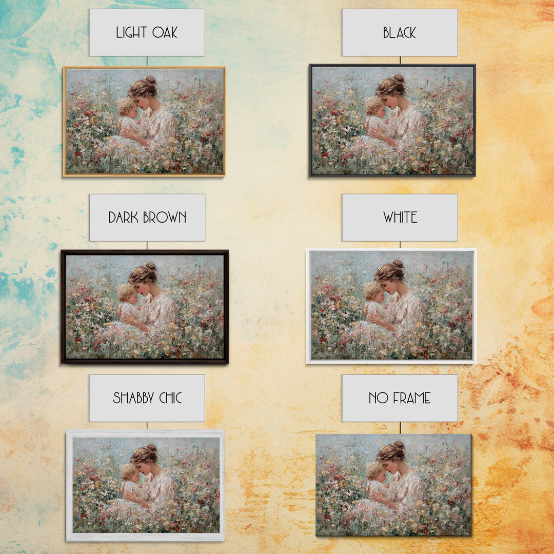 Impressionist Mother And Child In Blooming Garden Wall Art, Floral Nursery Decor, Fine Art Print, Gift For Mom, Home Decor