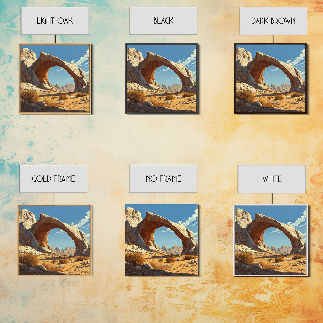 Sandstone Desert Arch Landscape Wall Art, Western Rock Formation Print, Modern Southwest Desert Decor Canvas Print