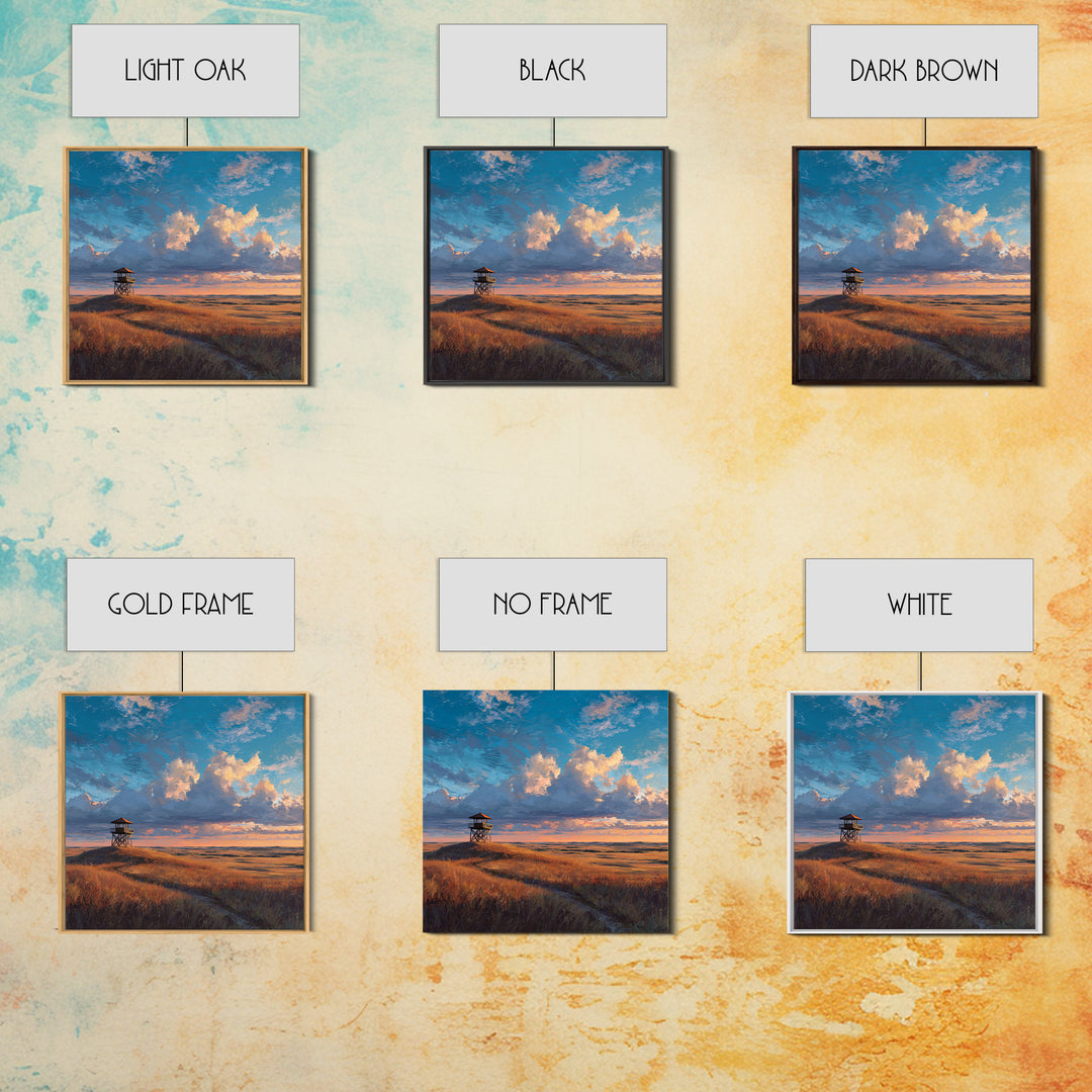 Golden Prairie Sunset Landscape Wall Art Print Rustic Country Painting For Farmhouse Decor Living Room Wall Art Rustic Home Decor