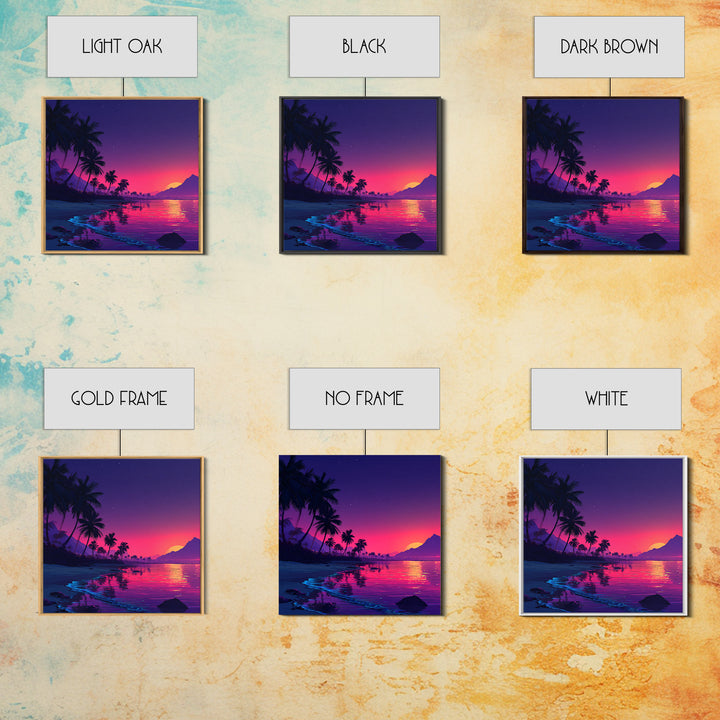 Vibrant Tropical Sunset Beach Wall Art, Colorful Coastal Ocean Print, Summer Home Decor, Modern Coastal Wall Art Print