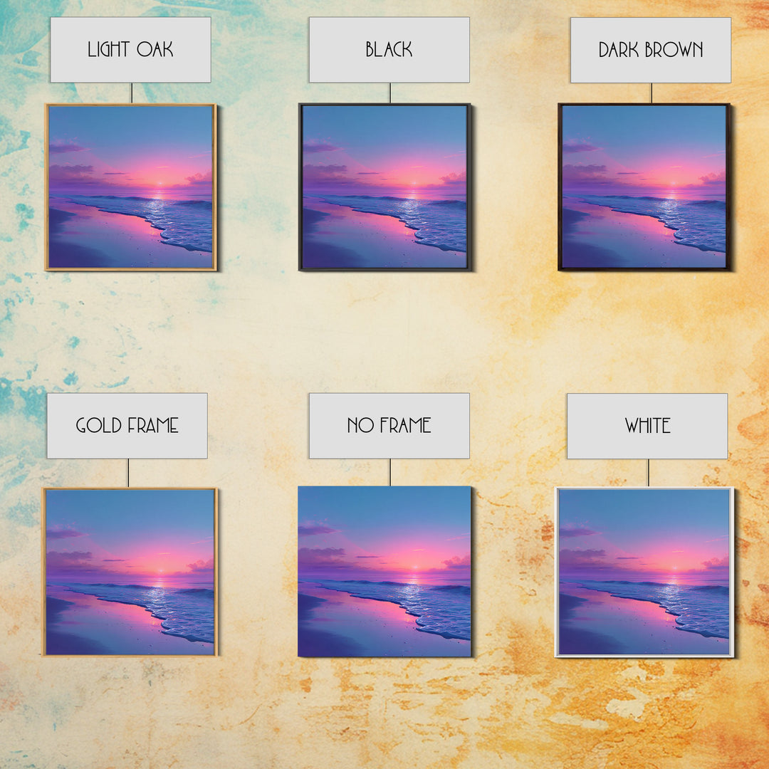 Pastel Pink And Blue Ocean Sunset Beach Landscape Wall Art Coastal Decor Calming Seascape Print For Bedroom Or Living Room