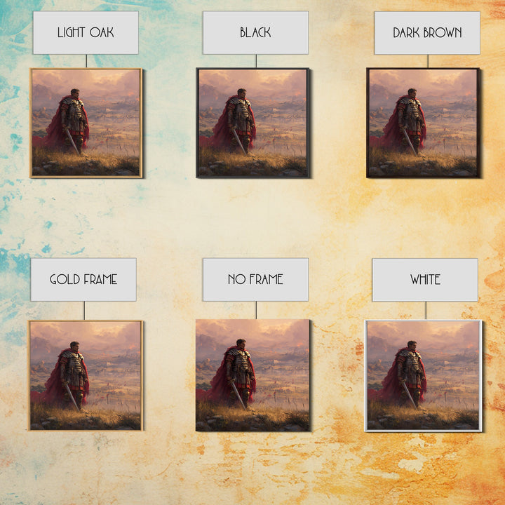 Roman General At Sunset Battlefield Wall Art, Ancient Warrior Canvas, Historical Fine Art Print, Masculine Office Decor Gift