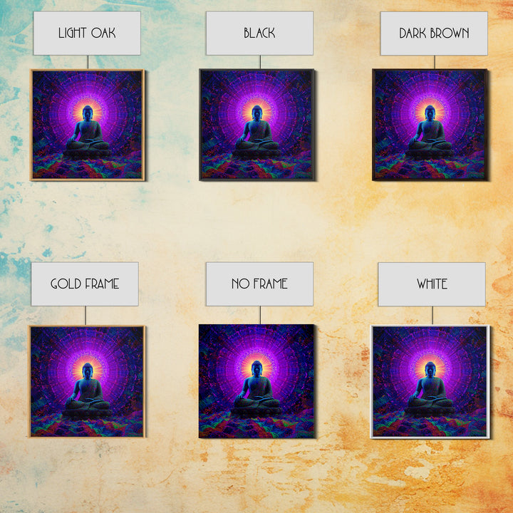 Psychedelic Buddha Aura Meditation Wall Art, Vibrant Cosmic Spiritual Canvas Print For Yoga Room And Zen Decor