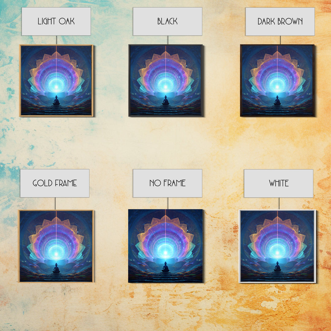 Cosmic Lotus Meditation Wall Art, Celestial Chakra Canvas Print, Psychedelic Spiritual Decor, Yoga Studio And Mindfulness Room Art