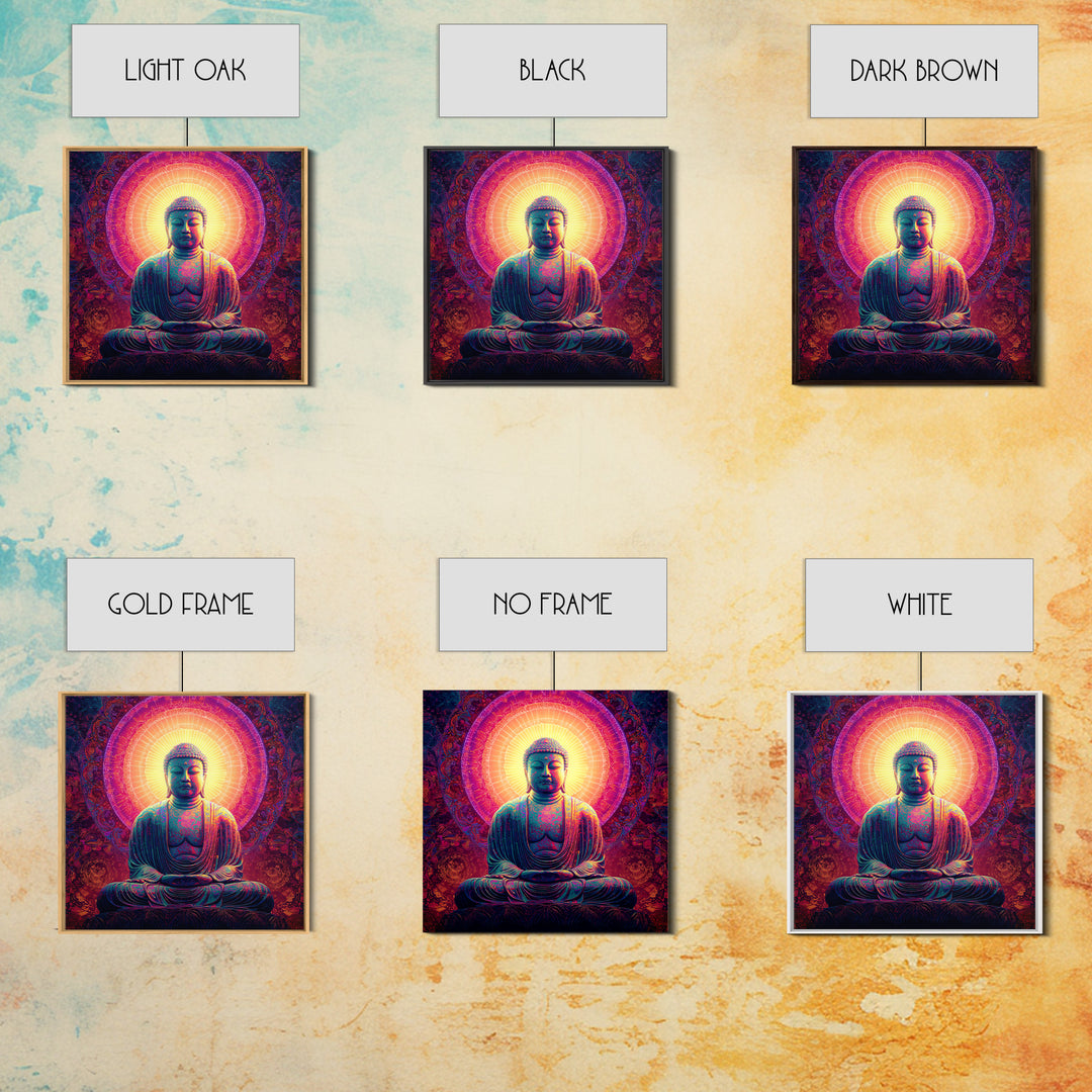 Vibrant Buddha Meditation Wall Art, Psychedelic Spiritual Canvas Print, Colorful Boho Decor Yoga Room Spiritual Art