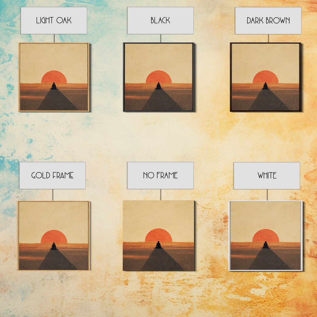 Minimalist Desert Sunset Figure Wall Art Modern Boho Print Neutral Earth Tone Decor Bedroom Wall Art