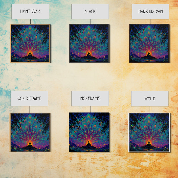 Mystic Tree Of Life Meditation Wall Art, Psychedelic Celestial Canvas Print, Spiritual Boho Decor, Yoga Room And Zen Home Decor