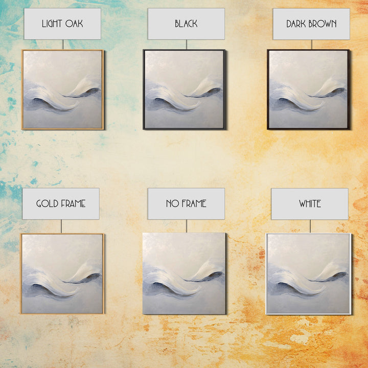 Neutral Abstract Wave Texture Wall Art, Minimalist Beige Painting Framed Canvas Print, Modern Living Room Decor