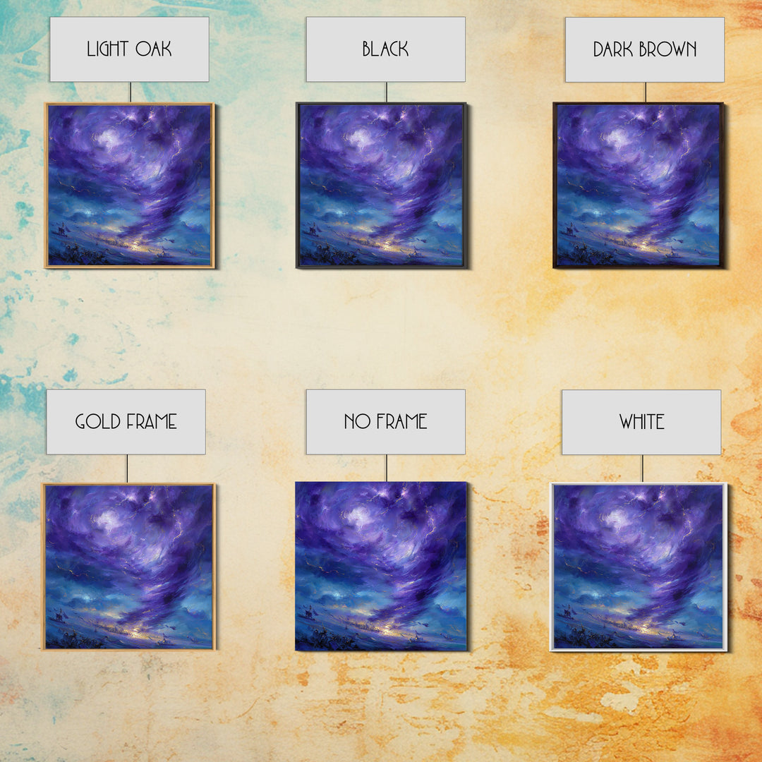 Purple Storm Vortex Wall Art, Abstract Fantasy Seascape Canvas Print, Moody Ocean Decor, Dramatic Wizard Battle Gift For Home Decor