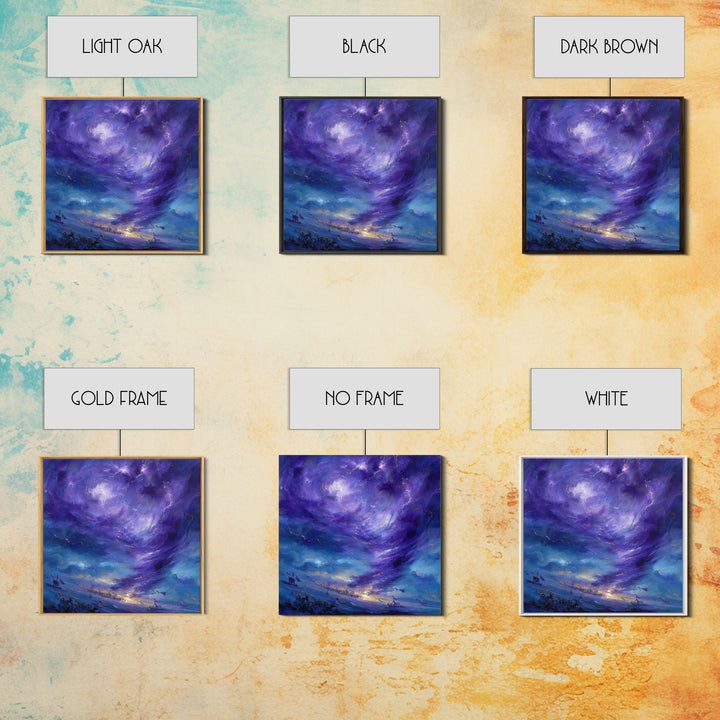 Purple Storm Vortex Wall Art, Abstract Fantasy Seascape Canvas Print, Moody Ocean Decor, Dramatic Wizard Battle Gift For Home Decor