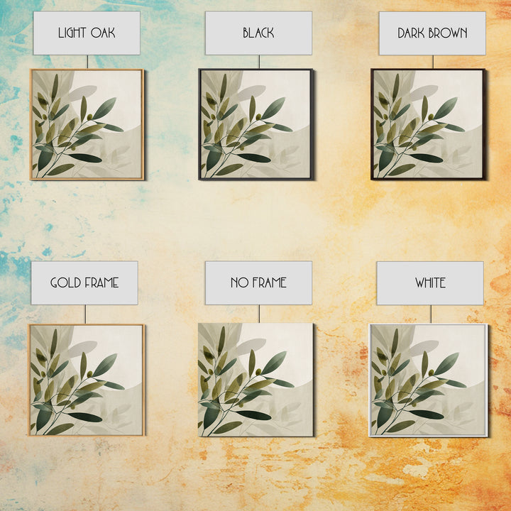 Olive Branch Botanical Wall Art, Sage Green Neutral Canvas Print, Minimalist Nature Decor, Japandi Living Room Wall Decor