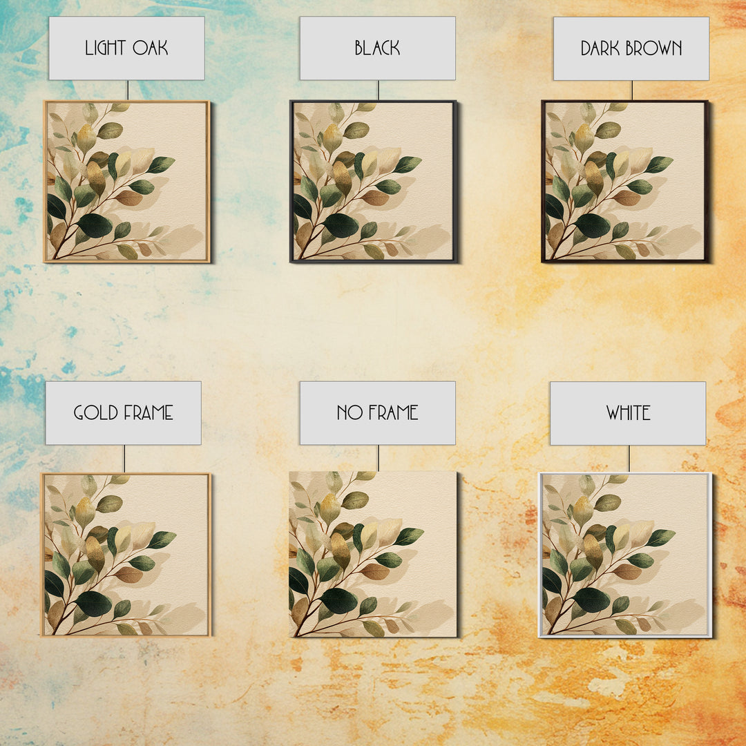 Eucalyptus Leaves Botanical Wall Art, Earth Tone Canvas Print, Neutral Nature Decor, Modern Farmhouse Living Room Art Print