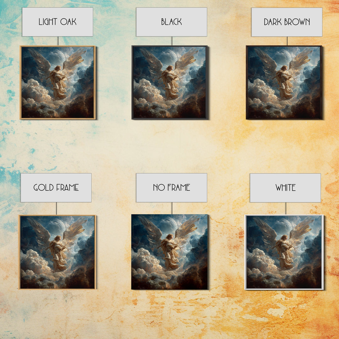 Heavenly Angel In Storm Clouds Wall Art, Dramatic Celestial Fine Art Print, Christian Decor, Spiritual Gift For Her, Large Canvas Print