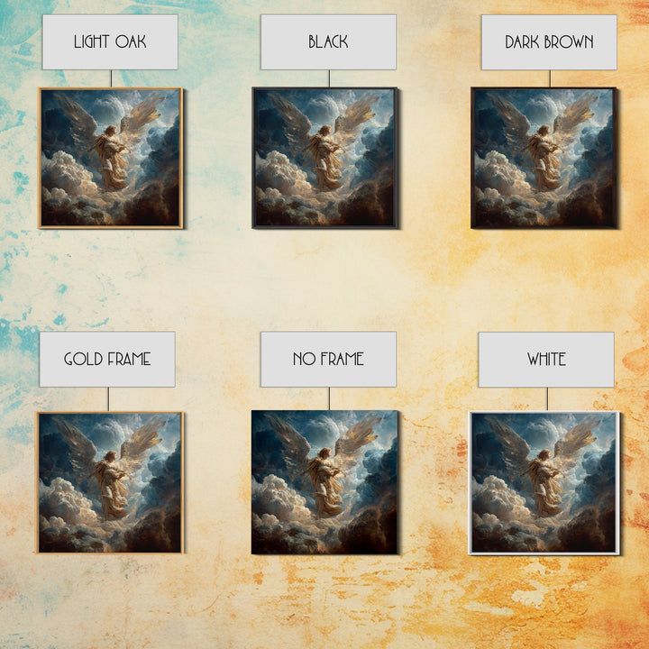Heavenly Angel In Storm Clouds Wall Art, Dramatic Celestial Fine Art Print, Christian Decor, Spiritual Gift For Her, Large Canvas Print