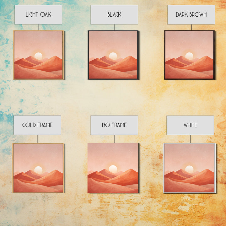 Blush Desert Mountains Sunrise Wall Art, Warm Terracotta Landscape Canvas Print, Modern Boho Living Room Decor Above Bed