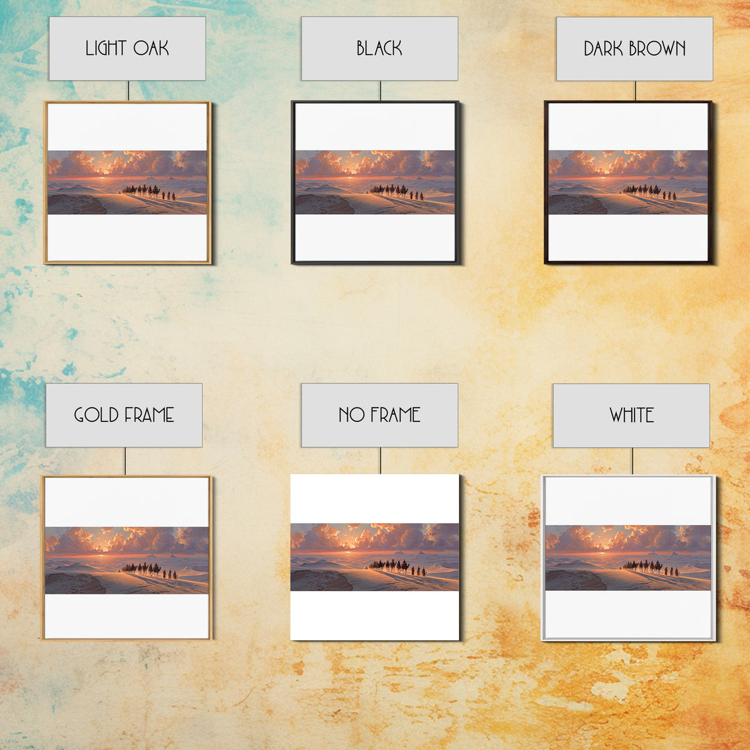 Sunset Desert Caravan Canvas Print, Panoramic Landscape Wall Art, Southwestern Decor, Long Horizontal Art, Travel Gift Idea