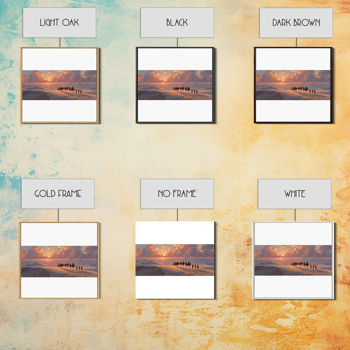 Sunset Desert Caravan Canvas Print, Panoramic Landscape Wall Art, Southwestern Decor, Long Horizontal Art, Travel Gift Idea