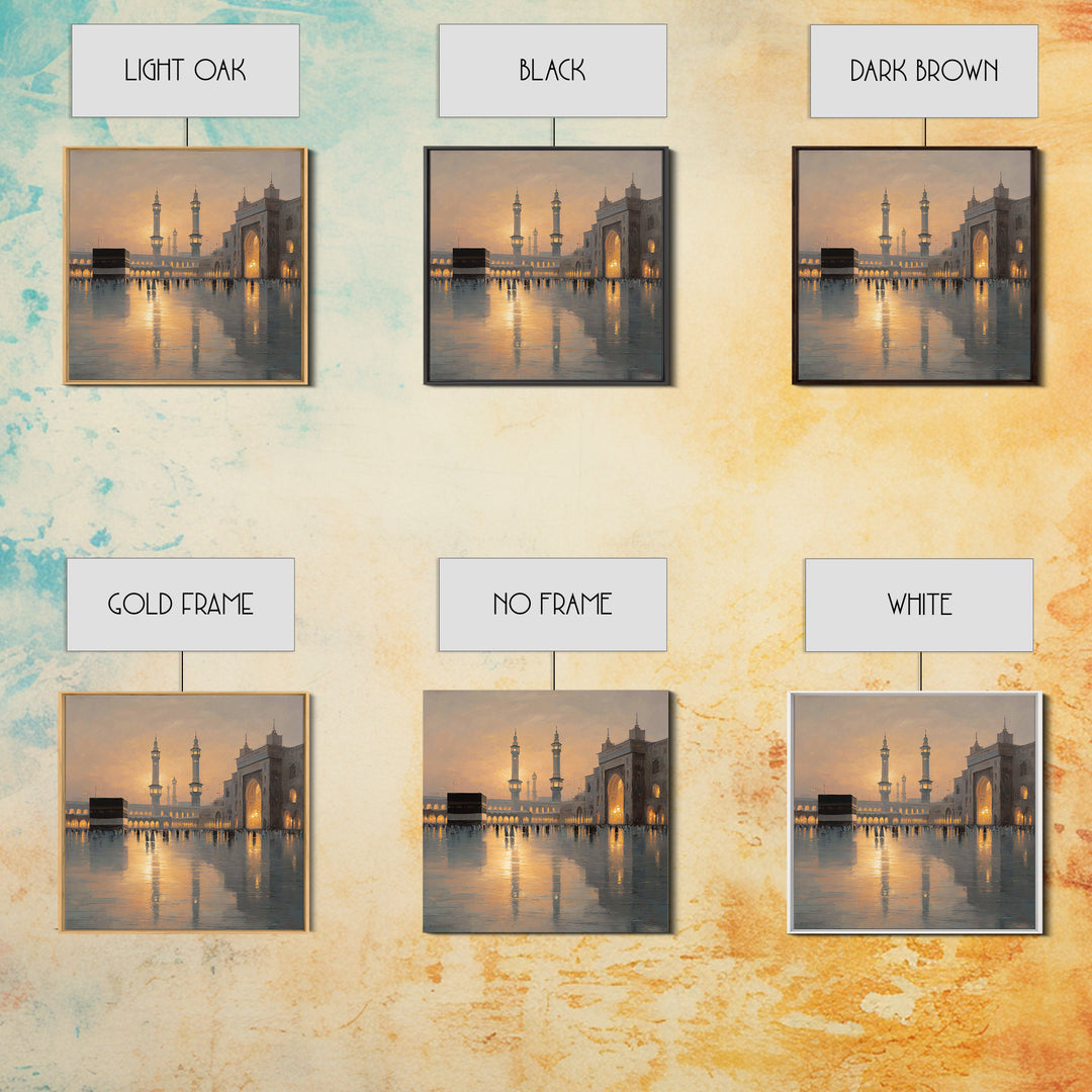 Mecca Kaaba Courtyard At Sunset Wall Art, Islamic Architecture Canvas Print, Hajj Travel Decor, Muslim Home Gift, Fine Art Print