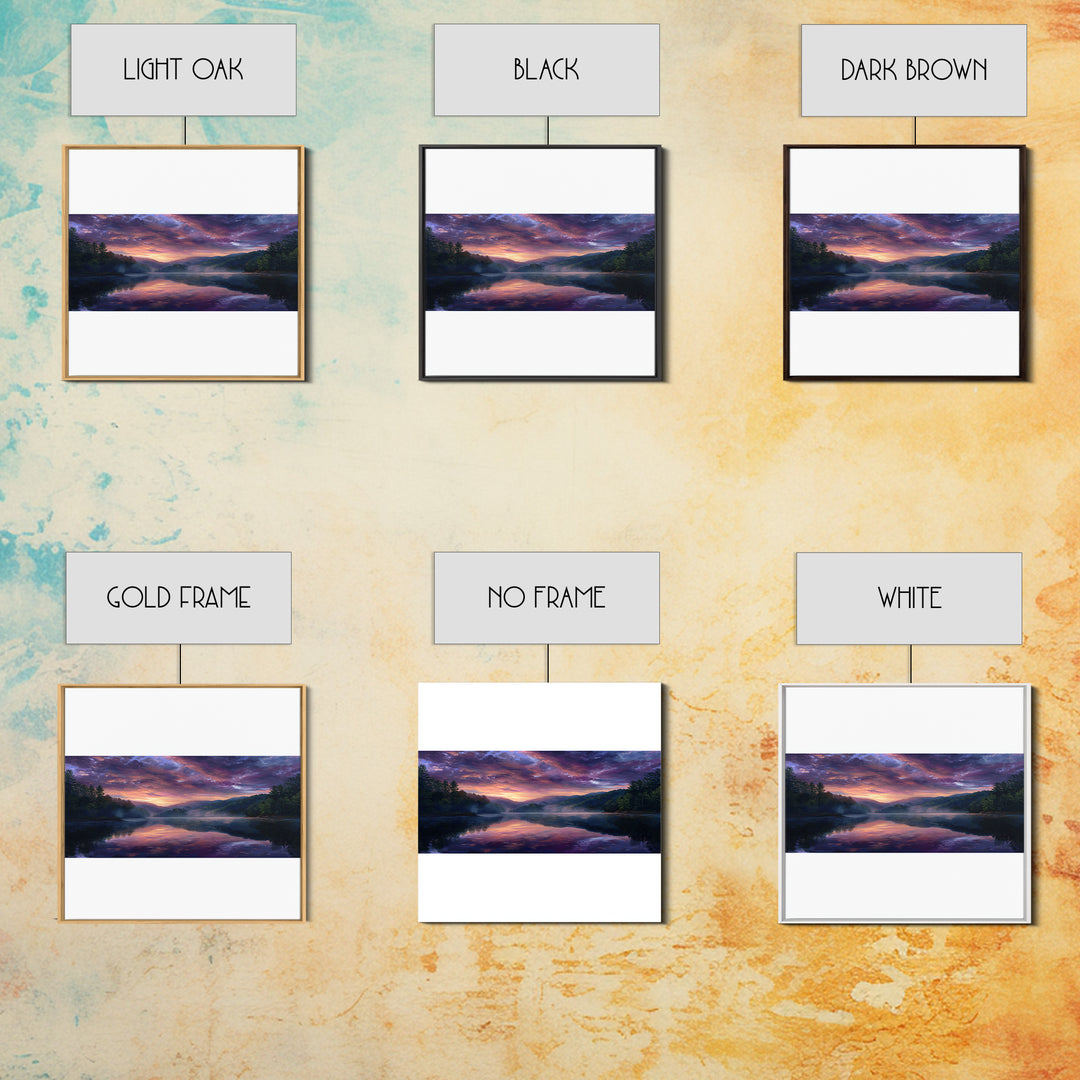 Panoramic Lake Sunset Landscape Wall Art, Reflective Sky Canvas Print, Calming Extra Wide Over Sofa Decor