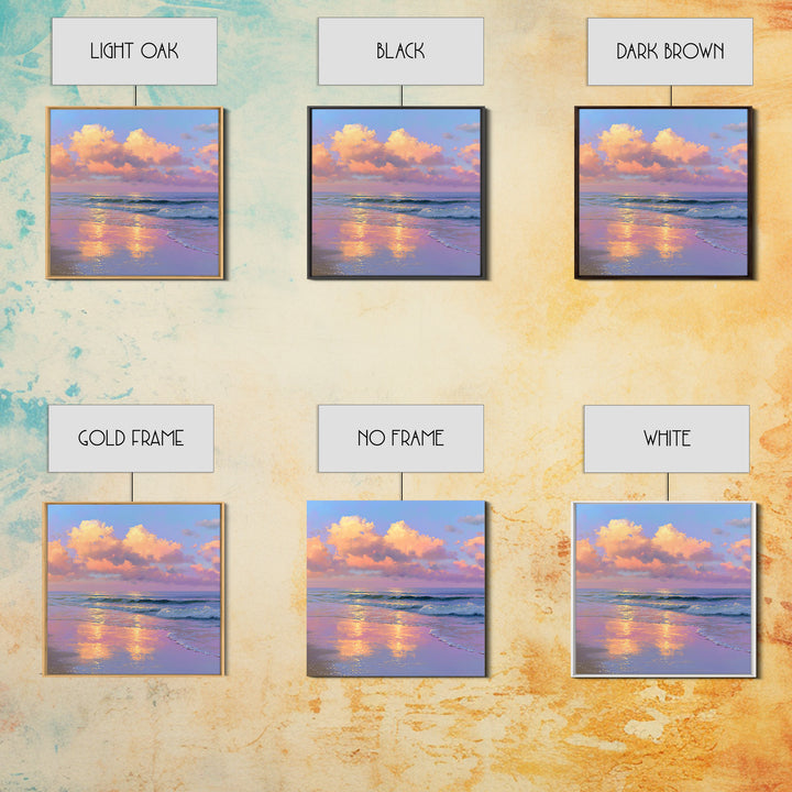 Pastel Ocean Sunset With Peach Clouds Canvas Print, Coastal Wall Art, Beach House Decor, Serene Living Room Seascape Wall Decor