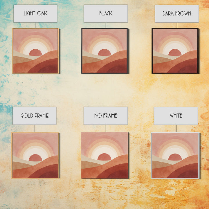 Terracotta Desert Sunset Rainbow Hills Wall Art, Boho Abstract Landscape Print, Warm Earth Tone Living Room Decor, Housewarming Gift