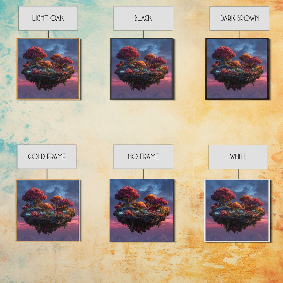 Floating Island Fantasy Landscape Canvas Print, Colorful Surreal Art, Dreamy Sky Wall Art, Fantasy Home Decor Living Room