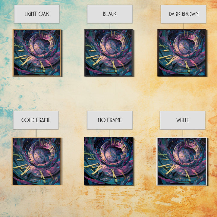 Surreal Spiral Clock Portal Wall Art, Cosmic Time Travel Canvas Print, Futuristic Sci Fi Decor For Office And Living Room