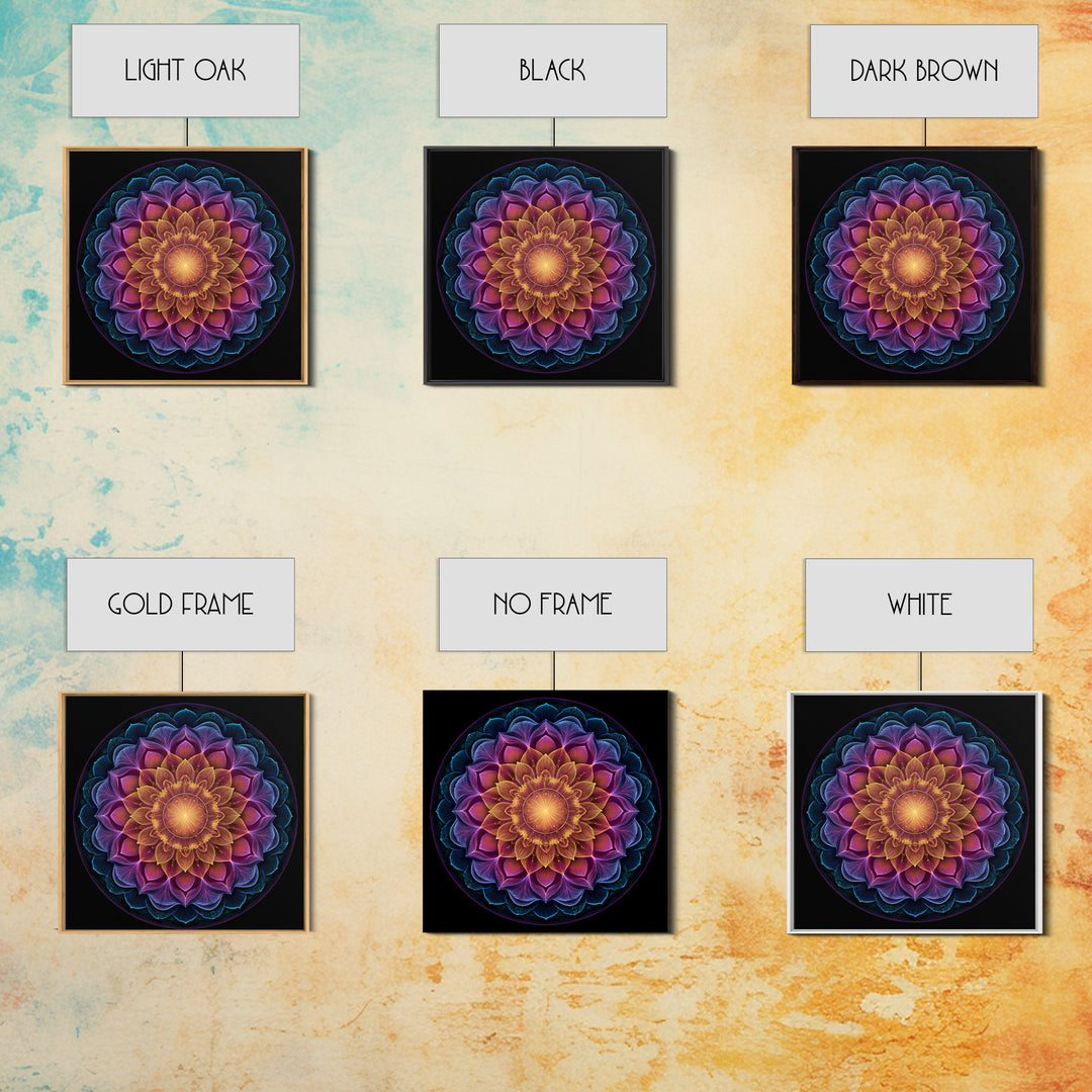 Rainbow Lotus Mandala Abstract Wall Art, Colorful Sacred Geometry Canvas Print, Boho Meditation Room Decor Spiritual Art