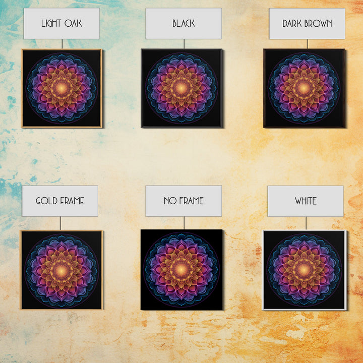 Rainbow Lotus Mandala Abstract Wall Art, Colorful Sacred Geometry Canvas Print, Boho Meditation Room Decor Spiritual Art