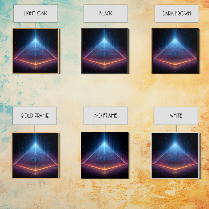 Luminous Pyramid In Space Wall Art, Futuristic Cosmic Landscape Canvas Print, Sci Fi Galaxy Decor For Gaming Or Media Room