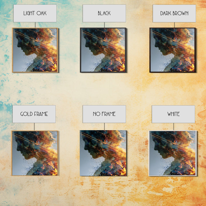 Exploding Profile Abstract Wall Art, Dramatic Modern Canvas Print, Contemporary Surreal Art For Office Or Living Room Decor
