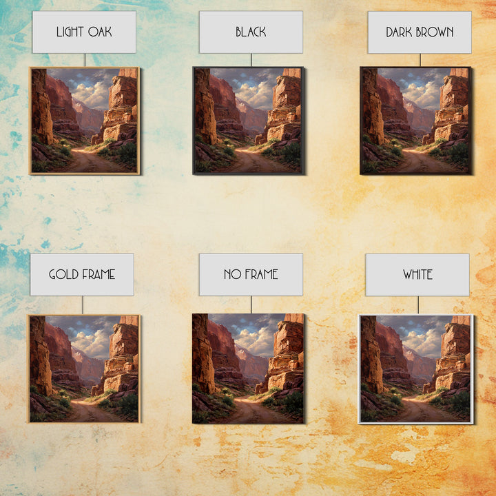 Sunlit Desert Canyon Landscape Wall Art, Rustic Western Canvas Print, Southwest Country Home Decor, Nature Wall Art