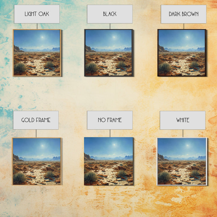 Sunlit Desert Plain Landscape Wall Art Print Southwestern Painting Rustic Nature Artwork For Living Room Decor Office Wall Art
