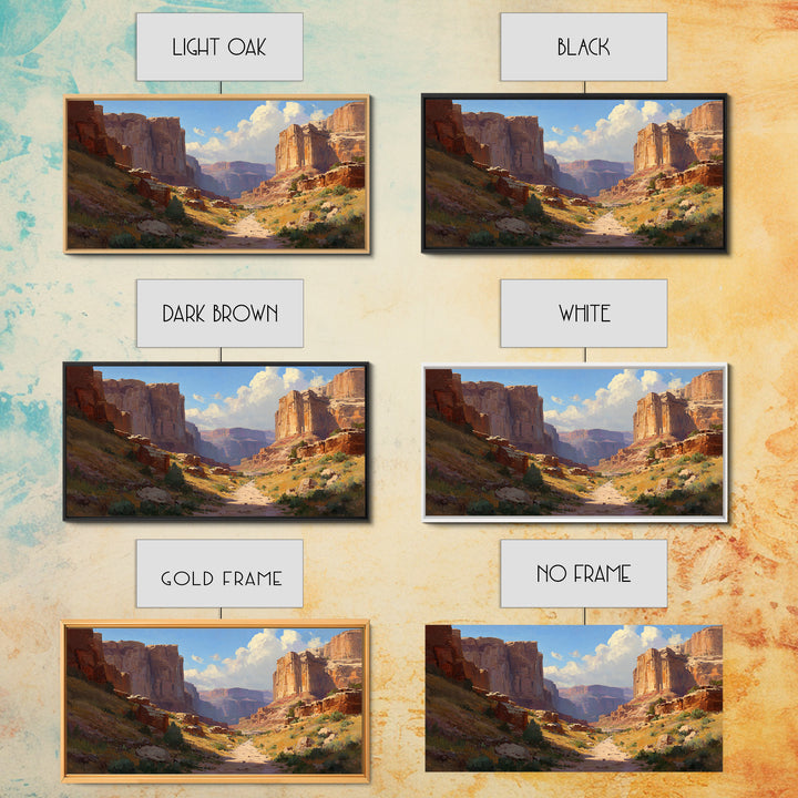 Expansive Canyon Landscape Wall Art Featuring Rocky Terrain And Vast Horizon Framed Canvas Print For Rustic Home Or Office Decor
