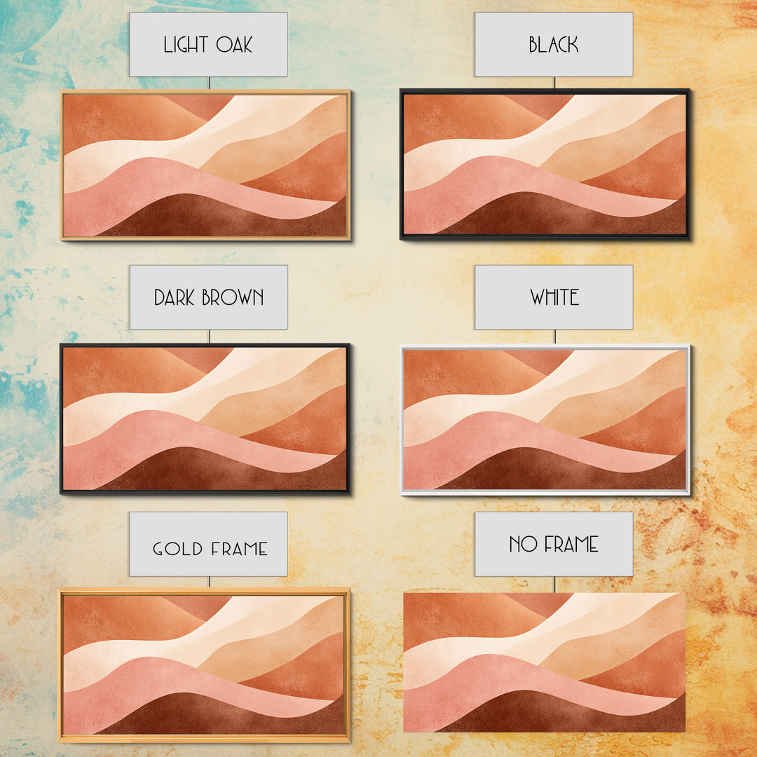Terracotta Cream Wavy Abstract Canvas Print, Earth Tone Wall Art, Modern Boho Decor, Large Horizontal Living Room Art Print
