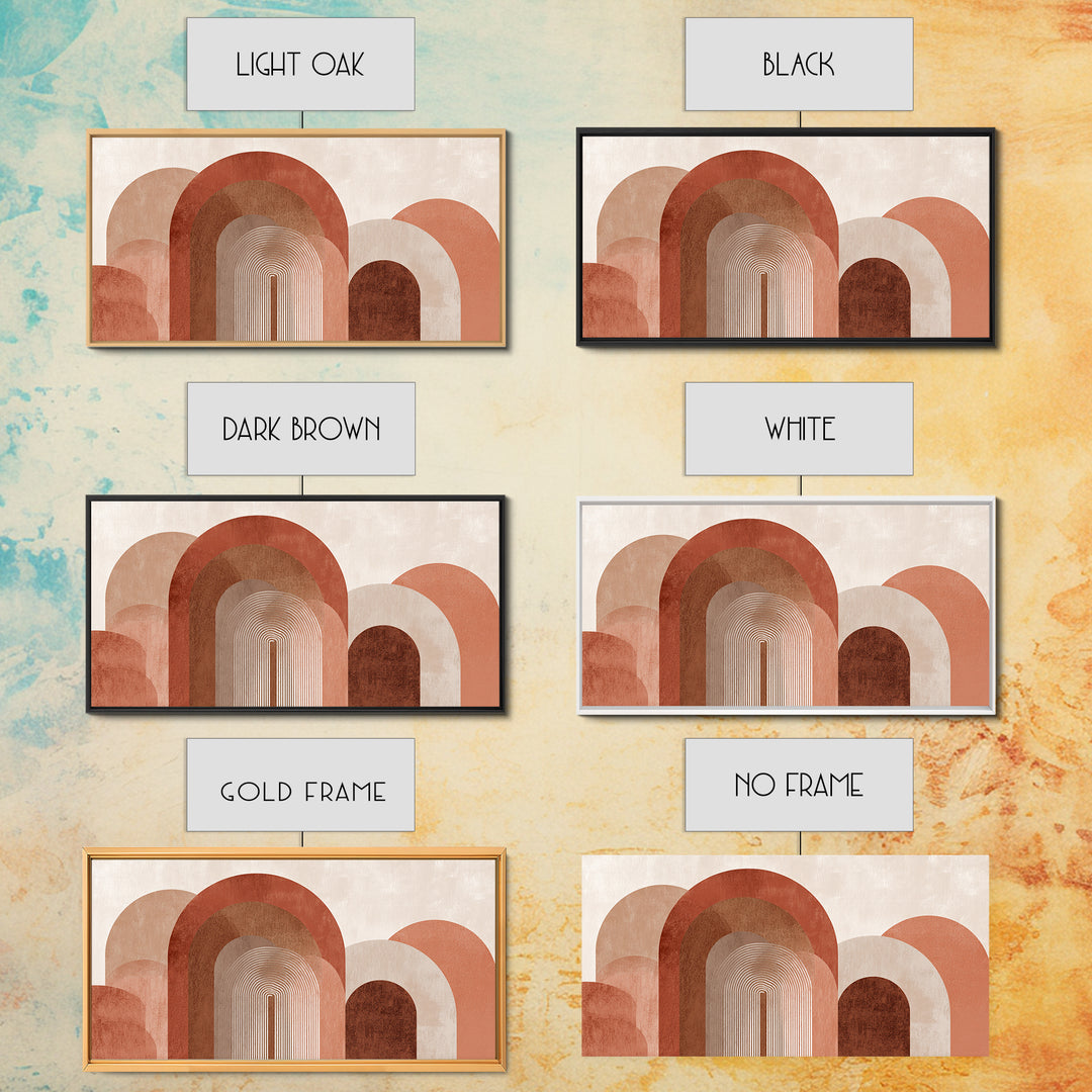Terracotta Abstract Arches Framed Canvas Print, Mid Century Modern Wall Art, Neutral Boho Decor, Large Statement Artwork