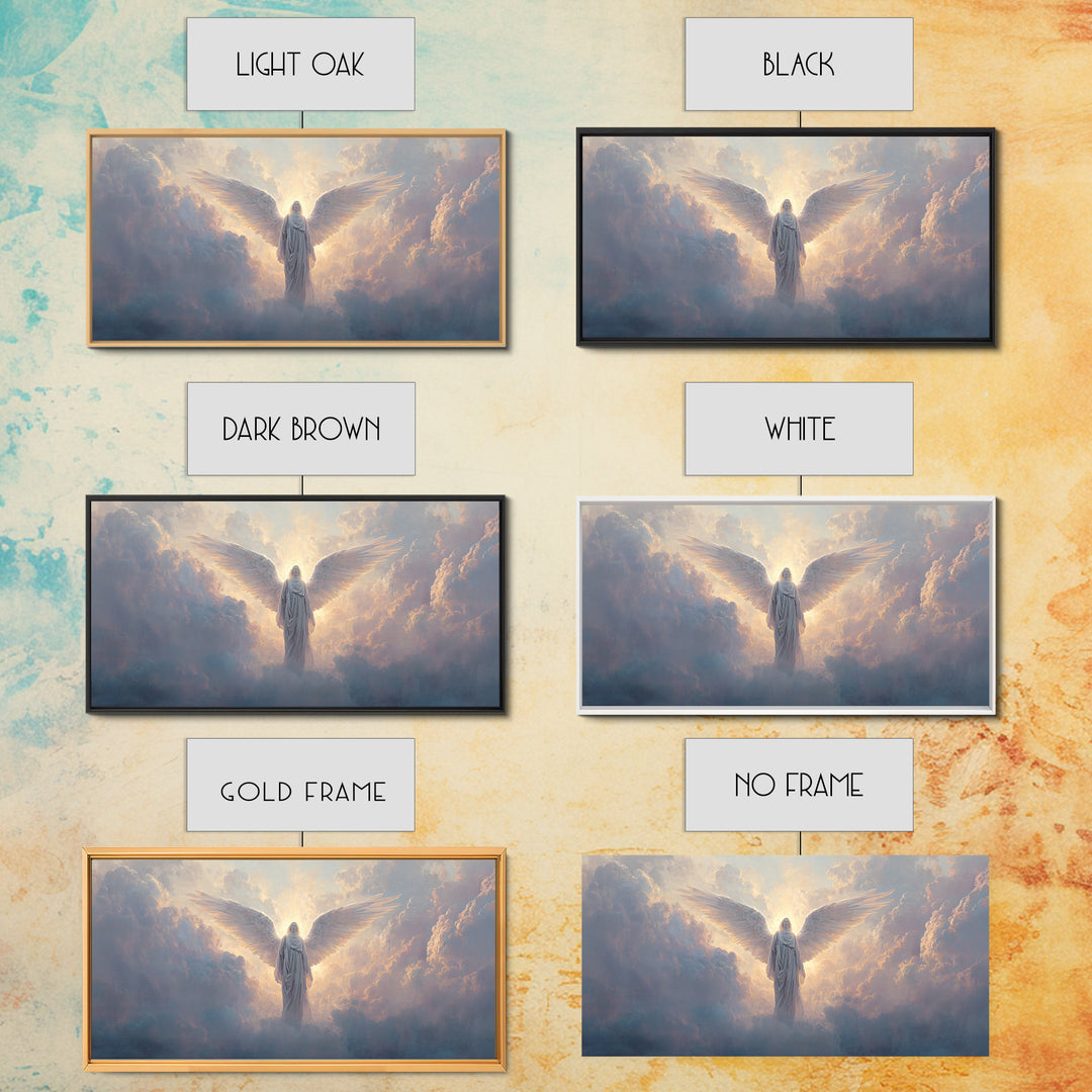 Radiant Angel In Heavenly Clouds Canvas Print, Celestial Christian Wall Art, Spiritual Home Decor, Bereavement Gift For Her