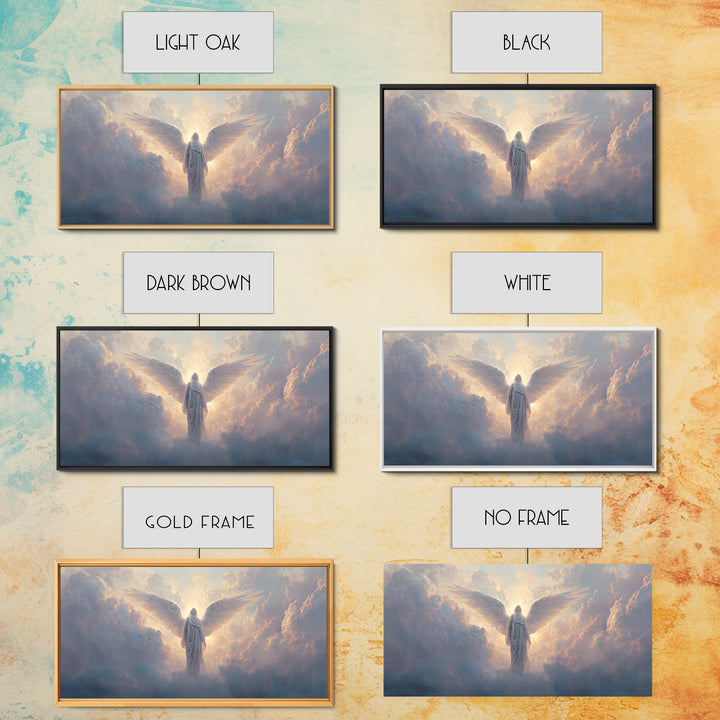 Radiant Angel In Heavenly Clouds Canvas Print, Celestial Christian Wall Art, Spiritual Home Decor, Bereavement Gift For Her