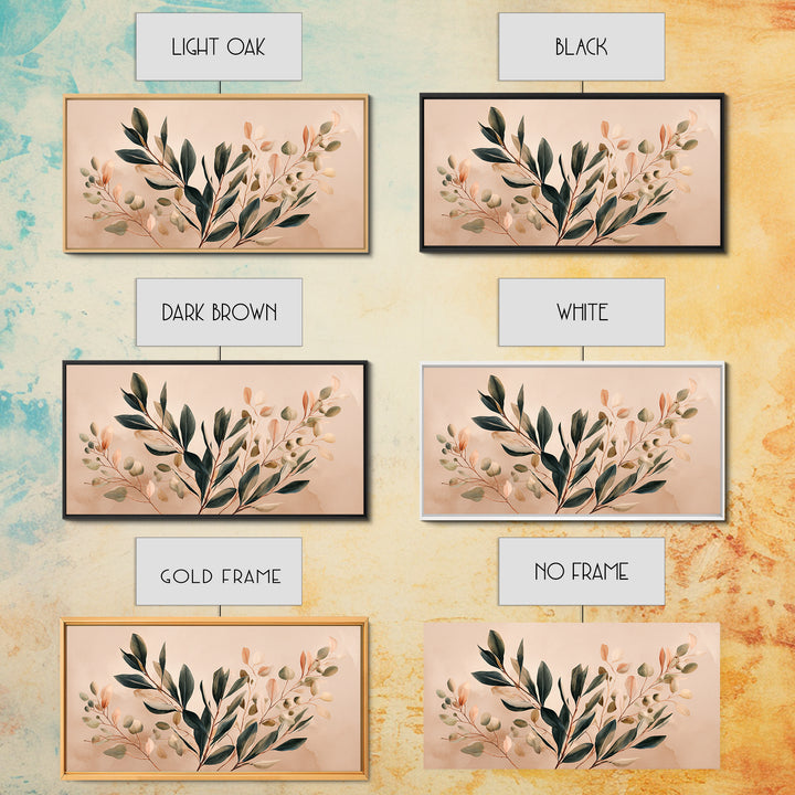 Blush Olive Branch Botanical Wall Art, Sage Green Leaves, Neutral Boho Home Decor, Living Room Wall Art, Housewarming Gift