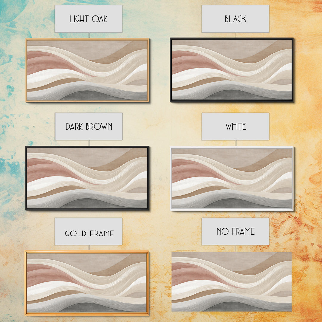 Neutral Wavy Abstract Wall Art, Terracotta Taupe Lines, Minimalist Canvas Print, Modern Living Room Decor, Above Sofa Art