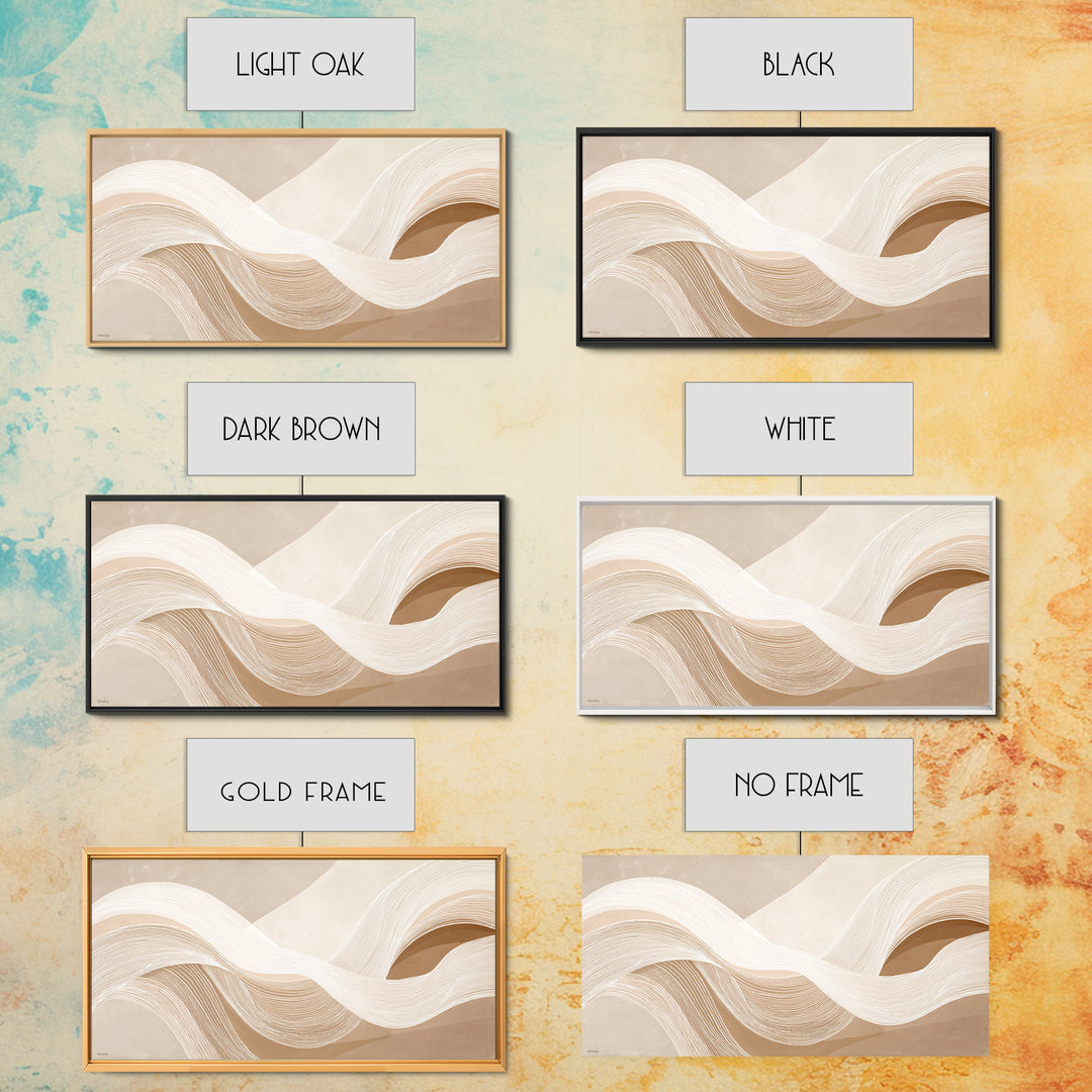 Cream Topographic Wave Framed Canvas Print, Beige Abstract Wall Art, Organic Modern Decor, Neutral Living Room Wall Decor