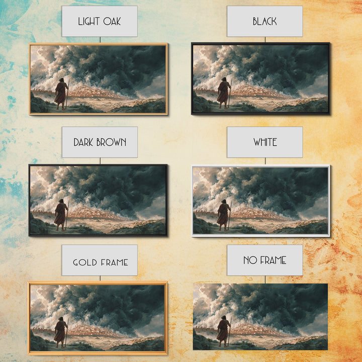 Dramatic Prophet Before Stormy City Wall Art, Biblical Landscape Canvas Print, Dark Fantasy Art, Religious Home Decor, Fine Art Print