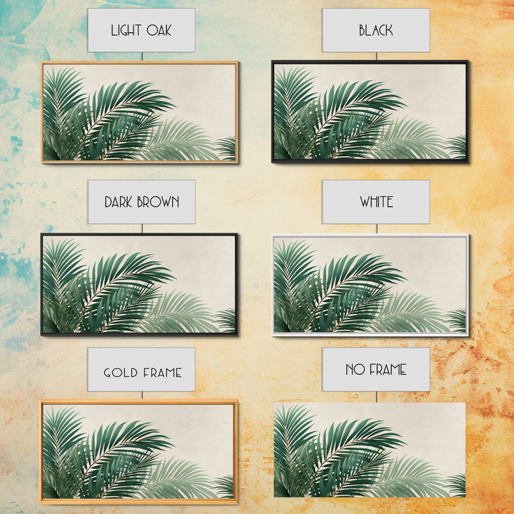 Tropical Palm Leaves Wall Art, Botanical Canvas Print, Green Coastal Decor, Neutral Living Room Wall Decor, Beach House Gift