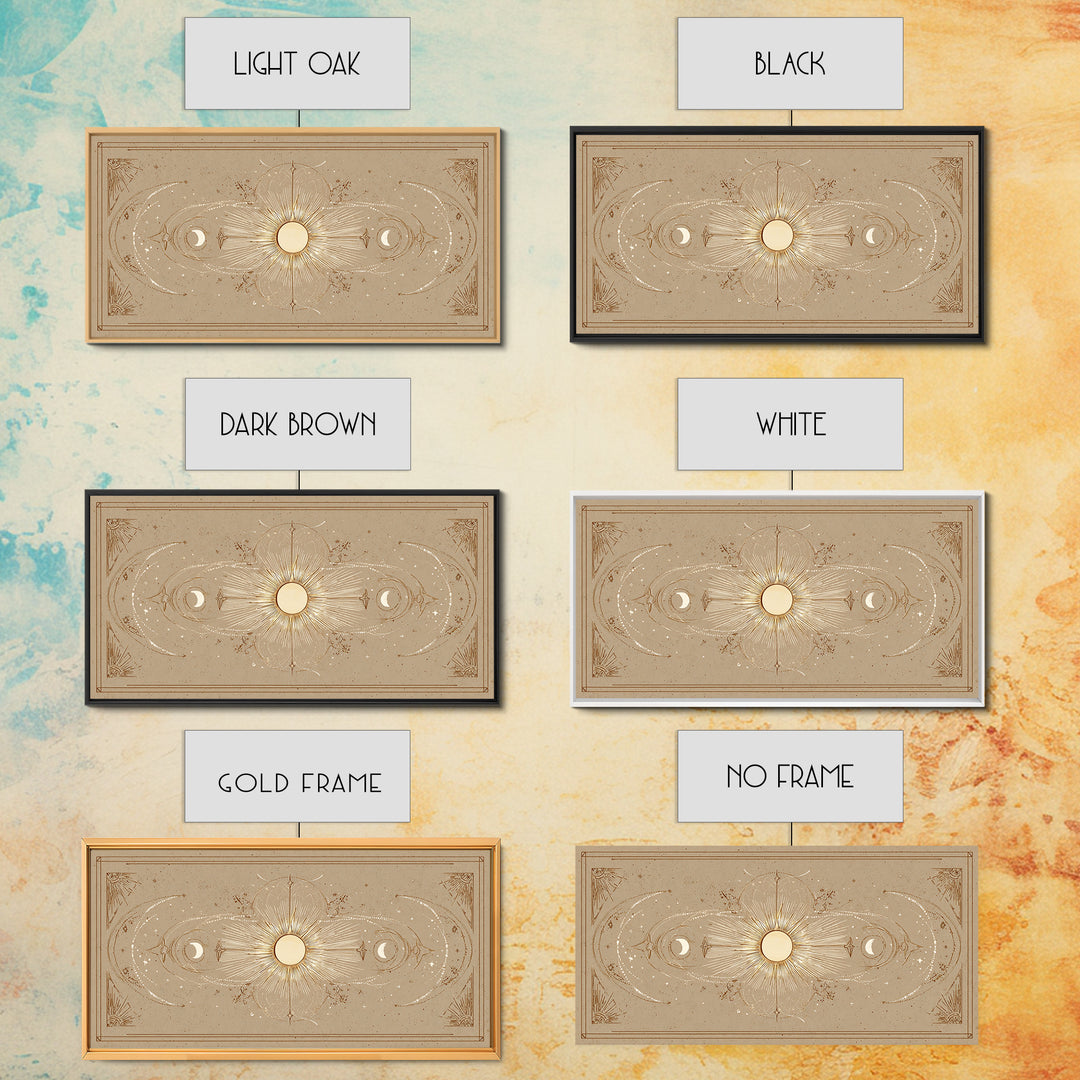 Celestial Sun And Moon Wall Art, Gold Mystic Canvas Print, Boho Astrology Decor, Neutral Bedroom Above Bed Wall Decor, Housewarming Gift