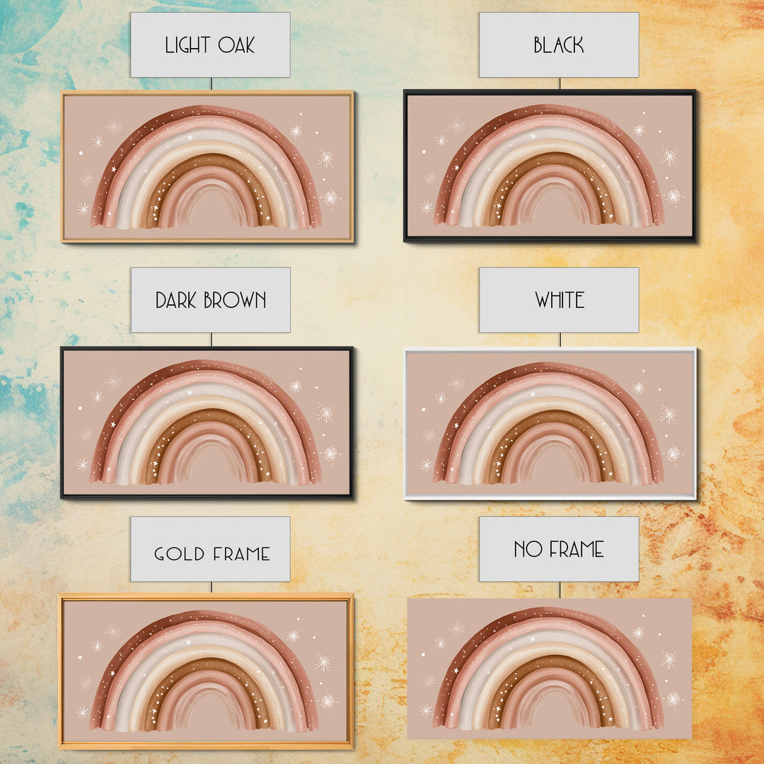 Boho Rainbow Nursery Wall Art, Earth Tone Canvas Print, Neutral Kids Room Decor, Above Crib Decor, Baby Shower Girl Gift